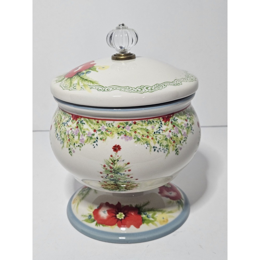 The Pioneer Woman Holiday Cheer Pedestal Candy Dish Christmas Canister Jar - Picture 3 of 11